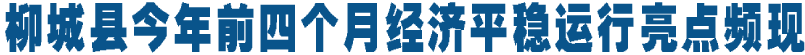 柳城县今年前四个月经济平稳运行亮点频现